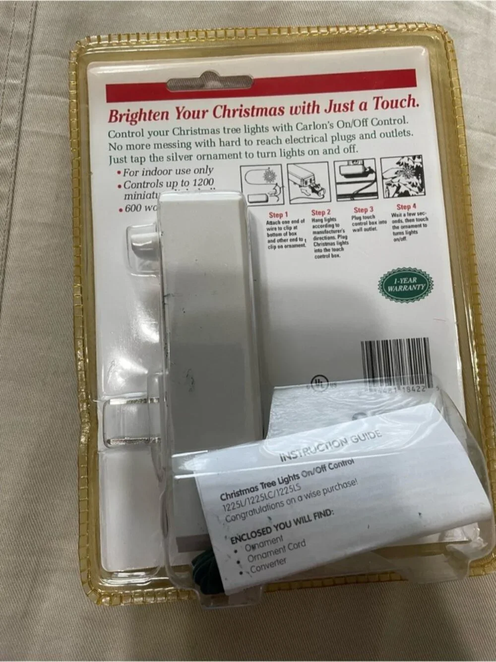 Carlon Christmas Tree Lights On/Off Control - silver Snowflake Ornament